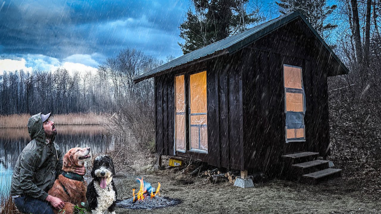 OVERNIGHT RAINSTORM at a Secret Backcountry Cabin!