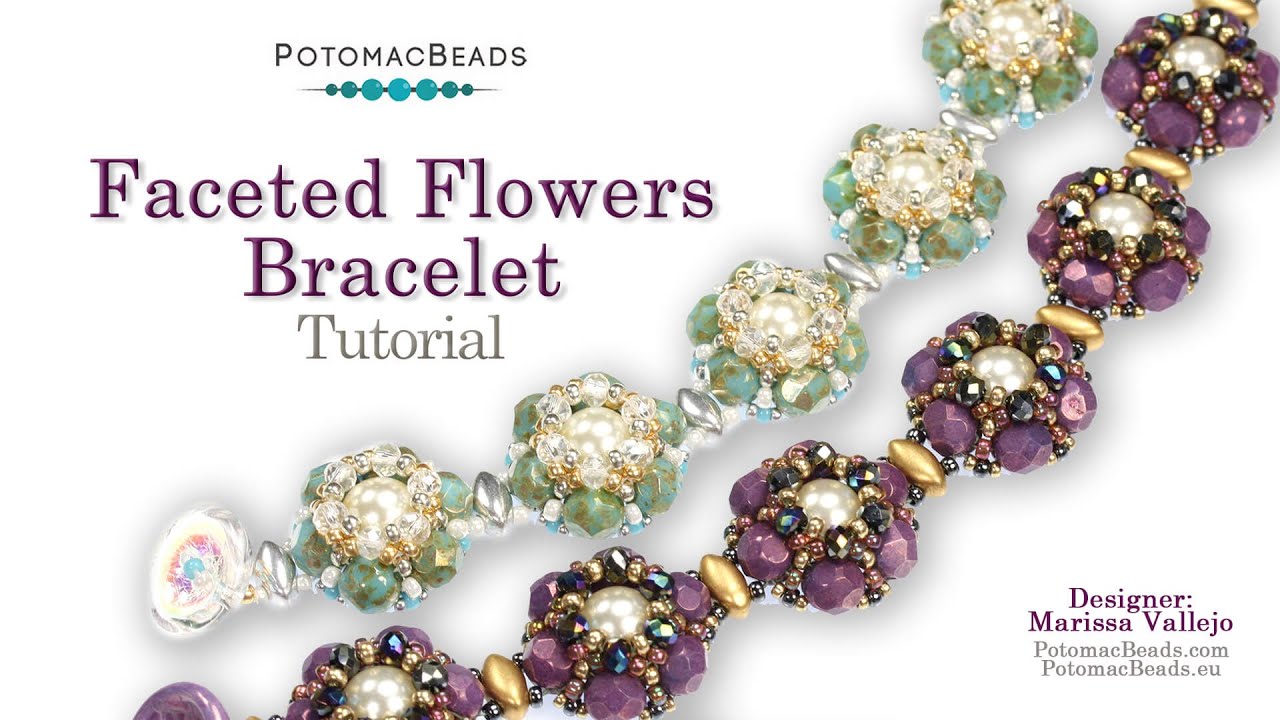 Faceted Flowers Bracelet- DIY Jewelry Making Tutorial at PotomacBeads