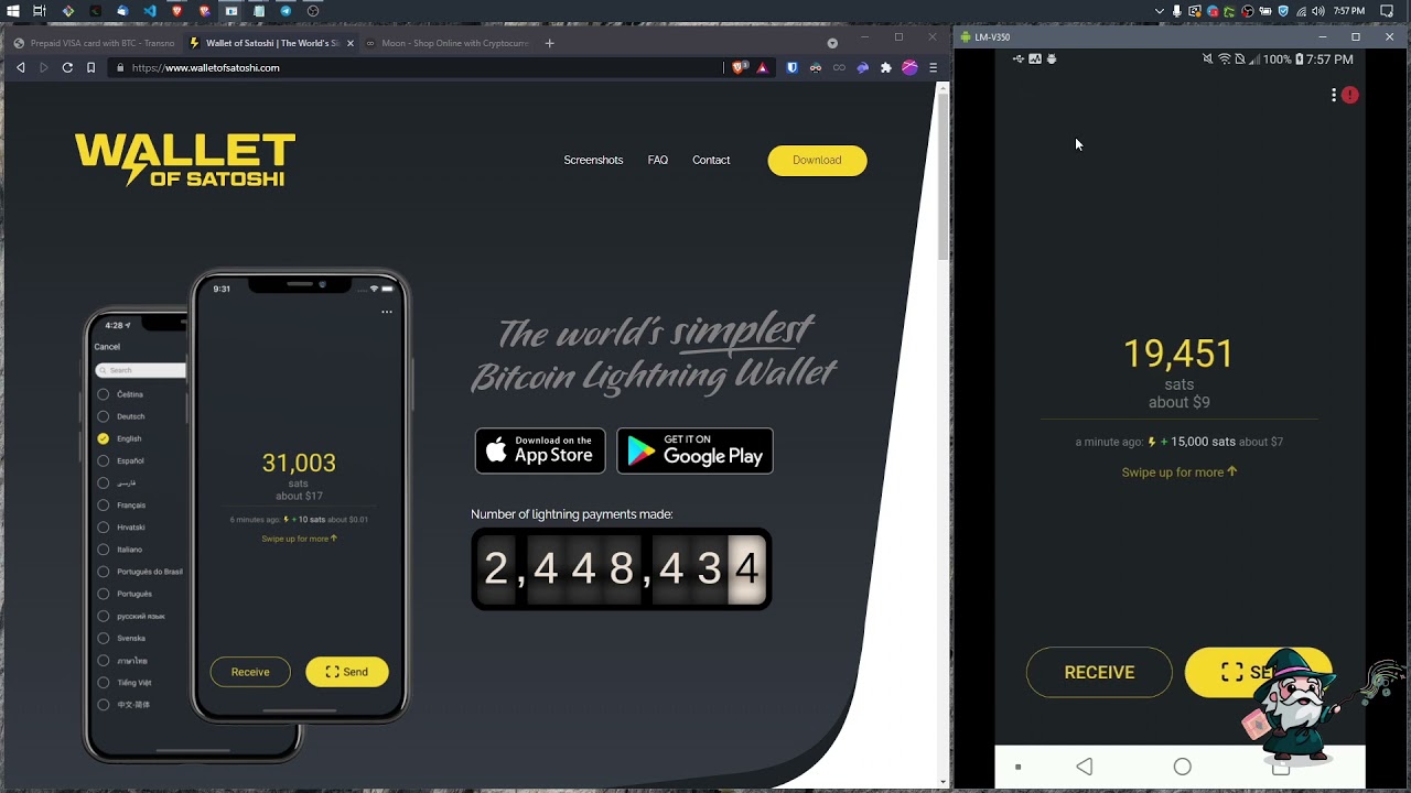 Creating VISA cards with BTC (Paywithmoon)