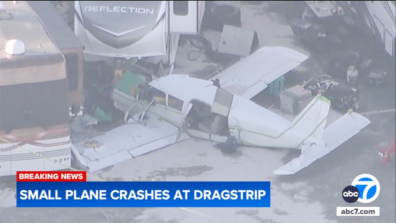 Small plane crashes near stands at Pomona dragstrip, injuring 4