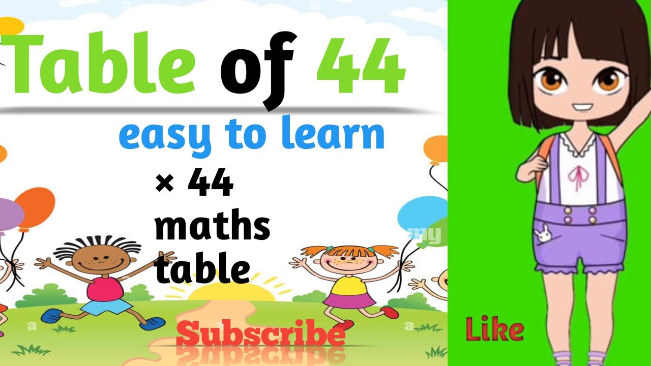 #Table 44 &times; 1= 44 Multiplication Table Of  forty-four,44 का पहाड़ा  Maths Table of 44 #lerning