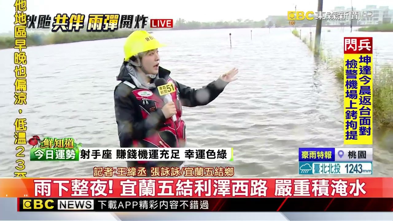 最新》雨下整夜！宜蘭五結利澤西路 嚴重積淹水@newsebc