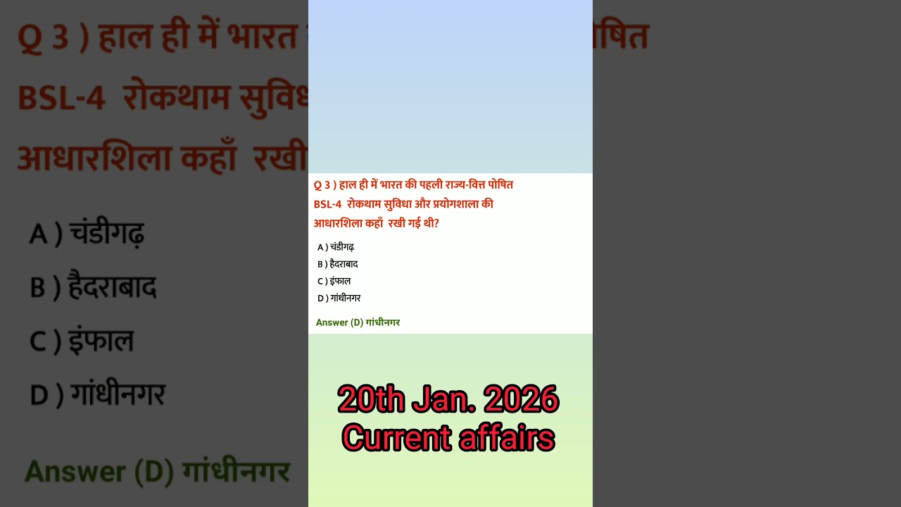 20th January 2026 # current affairs# mcq in hindi# sorts# sortfeed