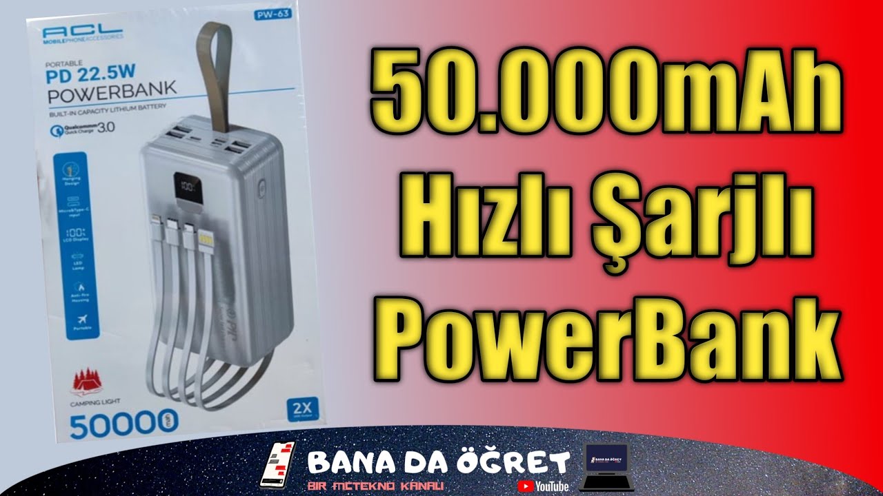 ACL PW-63 50000mAh powerbank İncelemesi - Hızlı şarj destekli powerbank incelemesi - 22.5W powerbank