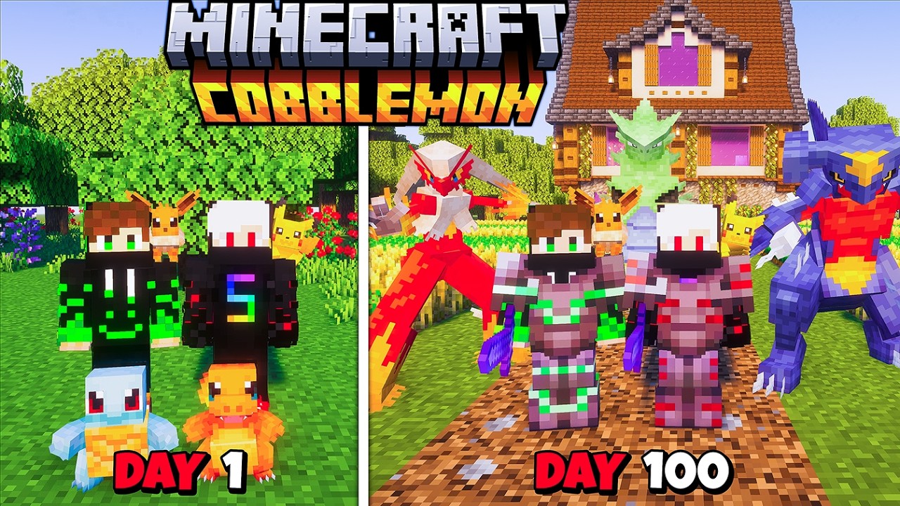 We Survived 100 Days In This Cobblemon Server In Minecraft !
