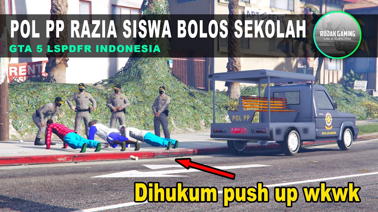 Razia Satpol PP Ciduk Siswa Bolos Sekolah!! GTA 5 Mod Polisi Indonesia