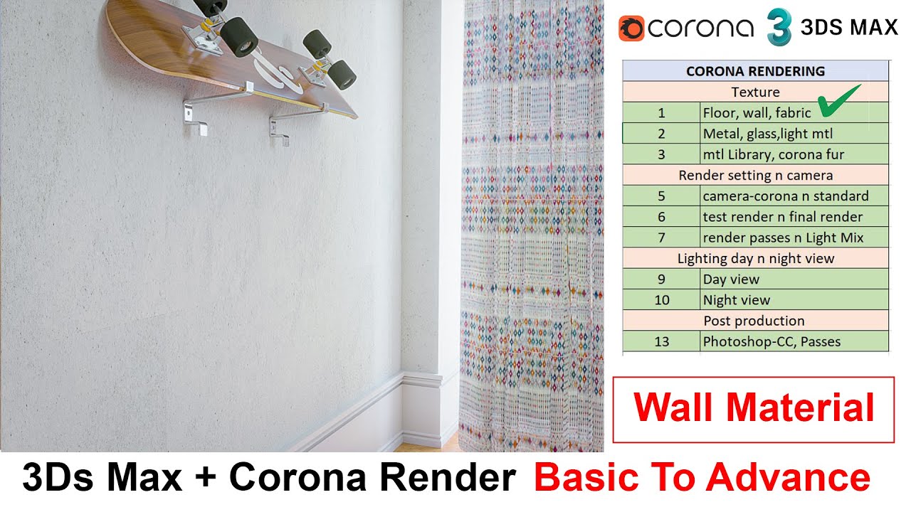 Realistic Wall Material creation in 3ds max and Corona renderer, basic to advance tutorial in hindi