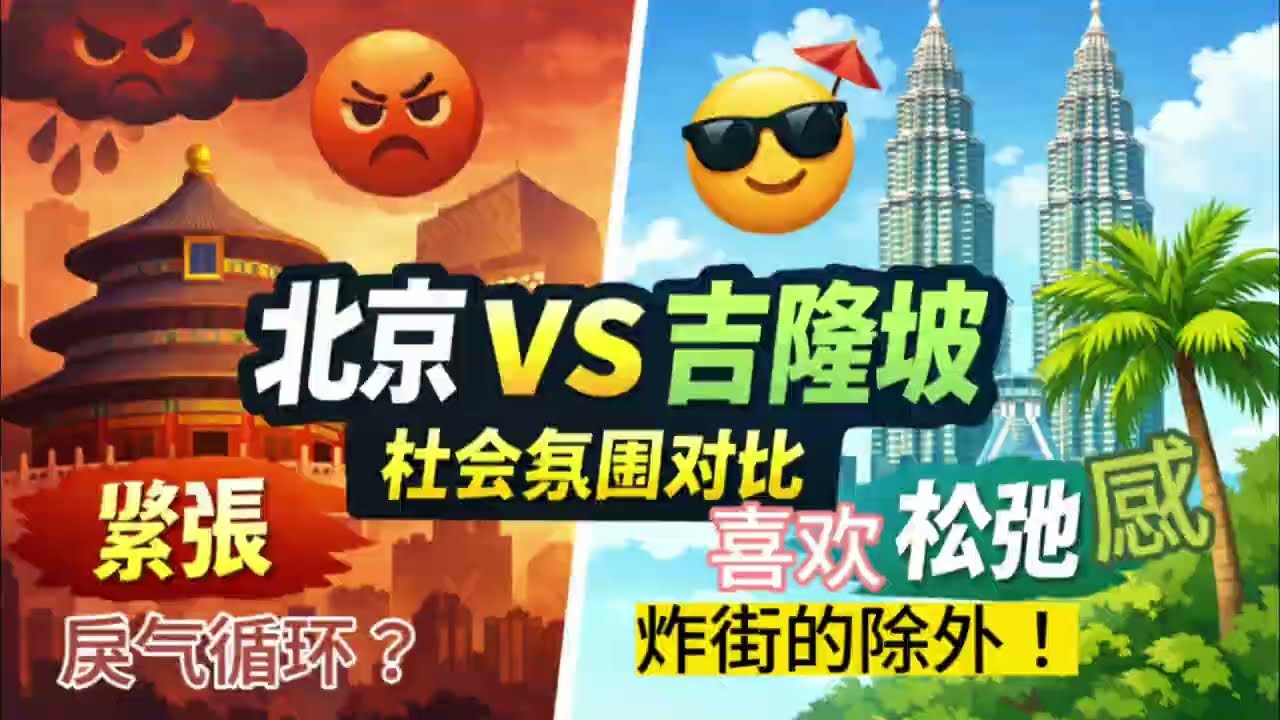 北京VS吉隆坡社会氛围：在这里生活了一个多月，突然发现我不想骂街了，我更喜欢这里的松弛！炸街党除外！