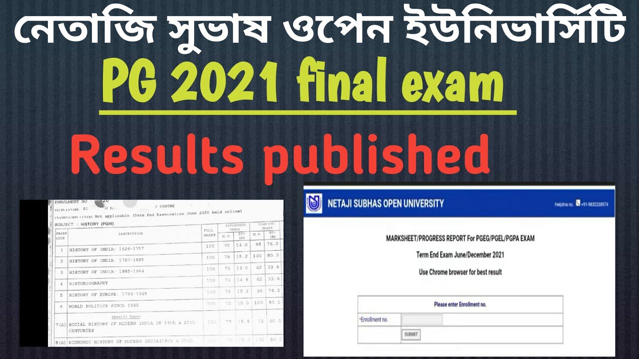 NSOU PG 2021 Final Exam Results Publish | 2022 PG Result Publish