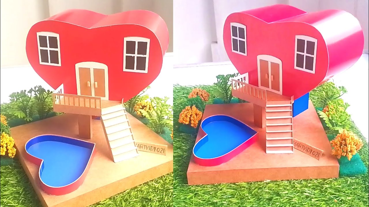 How to make miniature heart house using cardboard