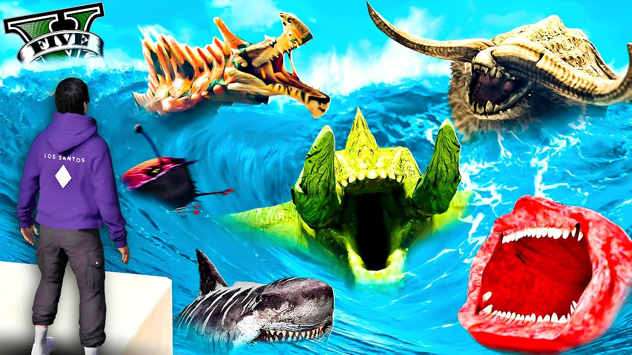 ကျွန်တော် Sea Monster ကြီး ငါးကောင်ကိုလိုက်ဖမ်းခဲ့တယ် | Hunting Sea Monsters in GTAV | SMART On Live