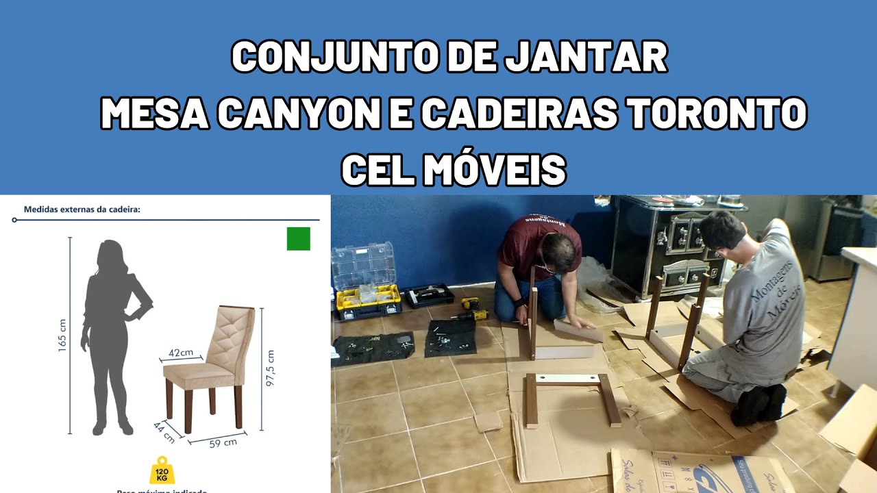 CADEIRAS) Conjunto de Jantar Vidro 6 Cad Cel Móveis #diy #montagem #saladejantar #riograndedosul