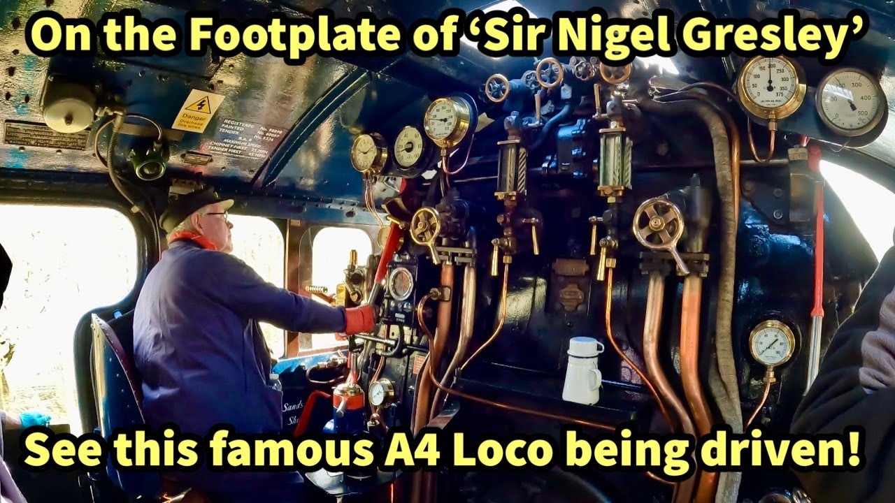 SEE A4 Loco 60007 'Sir Nigel Gresley' being DRIVEN from the FOOTPLATE..!
