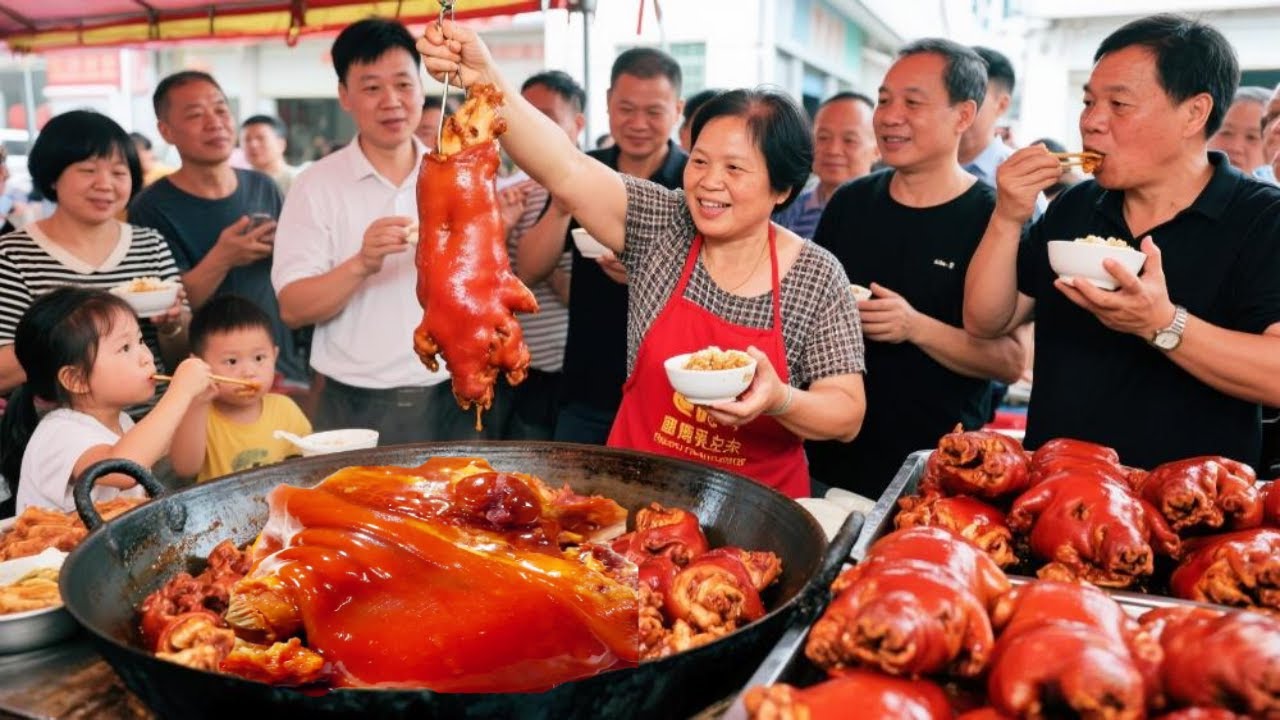 【震惊!】广东隆江天价猪脚饭！165元一个大肘子比脸还大，顾客天天排队抢着吃#麦总去哪吃