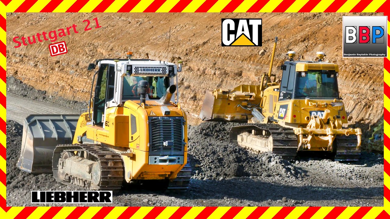 Caterpillar D6K2 & Liebherr LR 636 - Stuttgart 21, PFA 1.3a, 17.10.2022.