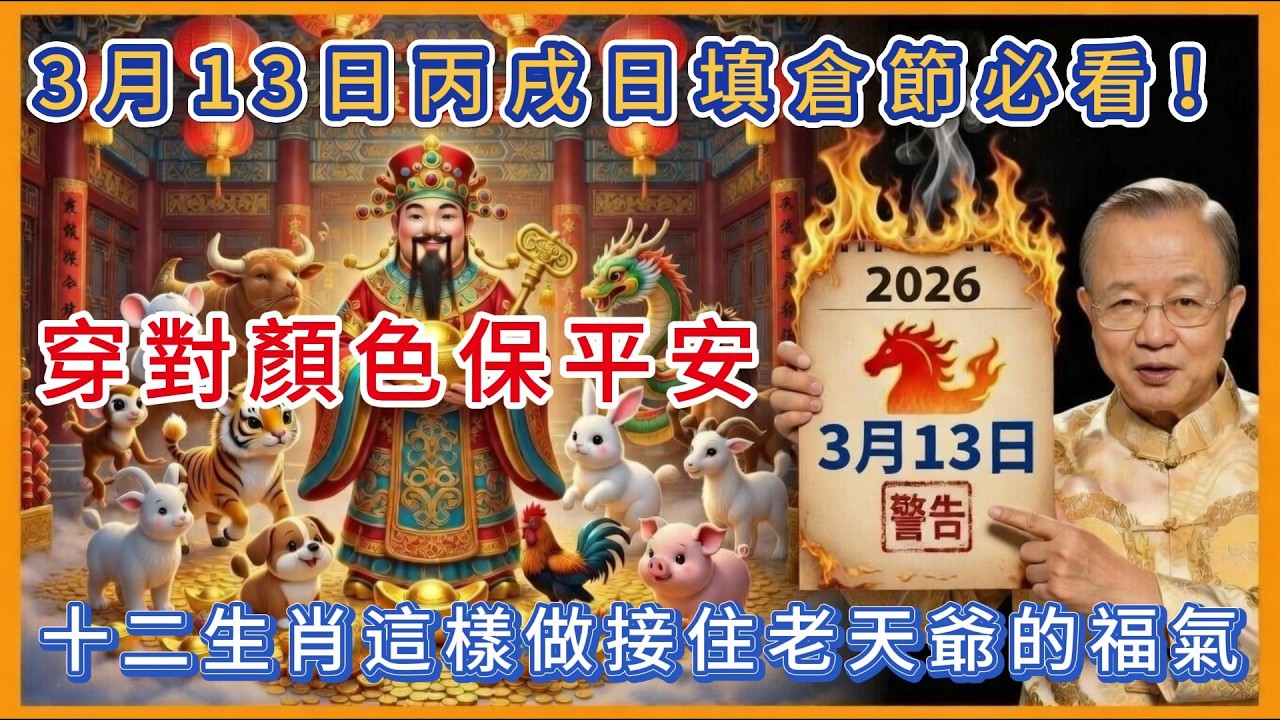 3月13日丙戌日填倉節必看！#每日易點通#曾仕強#易經智慧#2026運勢#五行穿衣#生肖運勢#國學文化#開運招財#天干地支#彭祖百忌#趨吉避凶#老黃曆#開運指南#命理風水#改運智慧#曾仕強智慧#易經