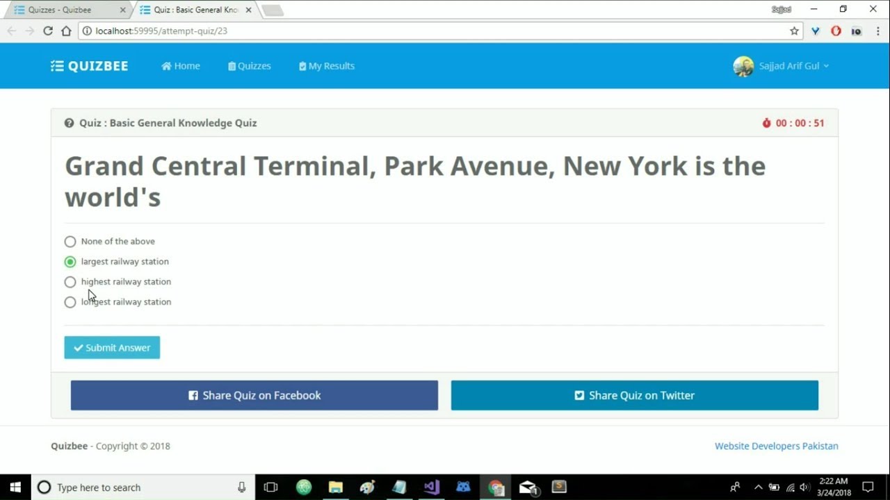 Online Quiz/Exam Project in C#