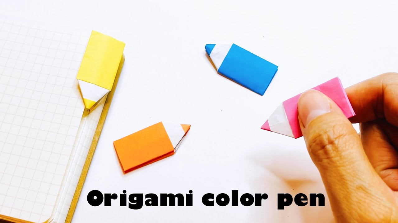 用色紙製作繽紛的彩色筆書籤 origami colored pens / origami bookmark