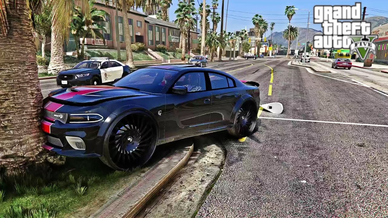 GTA 5 - REAL STREET HUSTLER - WRECKED A CHARGER HELLCAT RUNNING FROM TWELVE #8