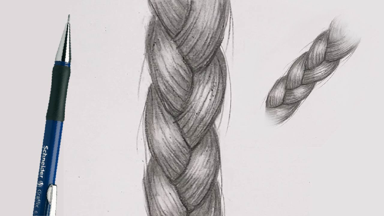 Comment Dessiner Une NATTE / TRESSE AU CRAYON Réaliste [Noir et Blanc]