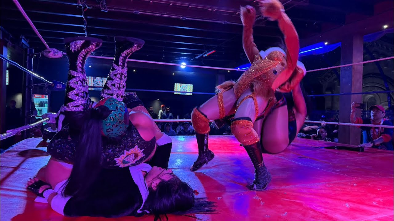 Lucha femenil Hija de Fuerza Guerrera y Danessa 🆚 Lolita y Brava Rebel con Producciones JAALL