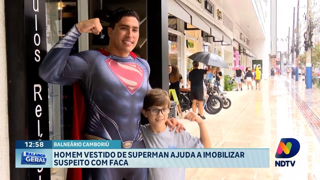 Homem vestido de Superman ajuda a imobilizar suspeito em BC