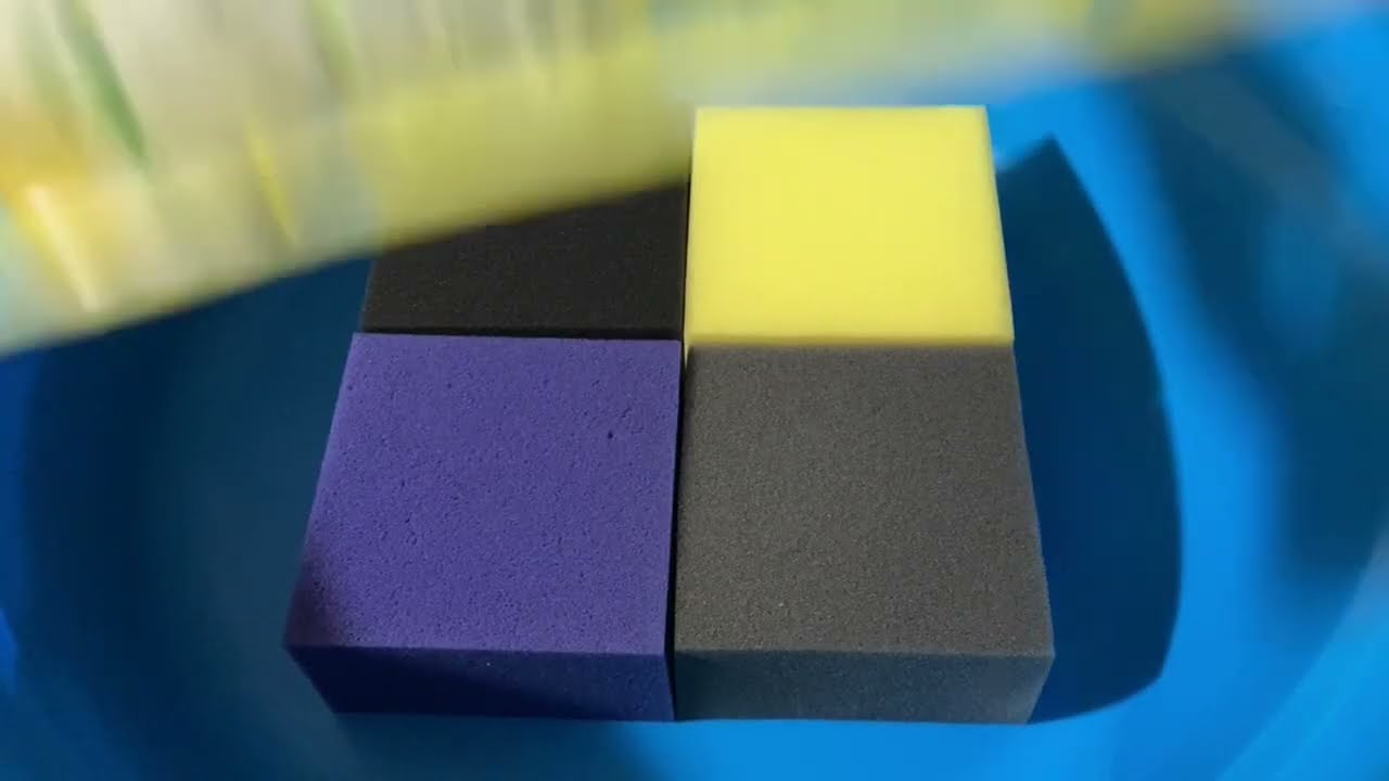 【ASMR】4 types of square sponges and new products, bath cleaner 🍋4種類の正方形スポンジとドンキのバスクリーナーで泡遊び🍋