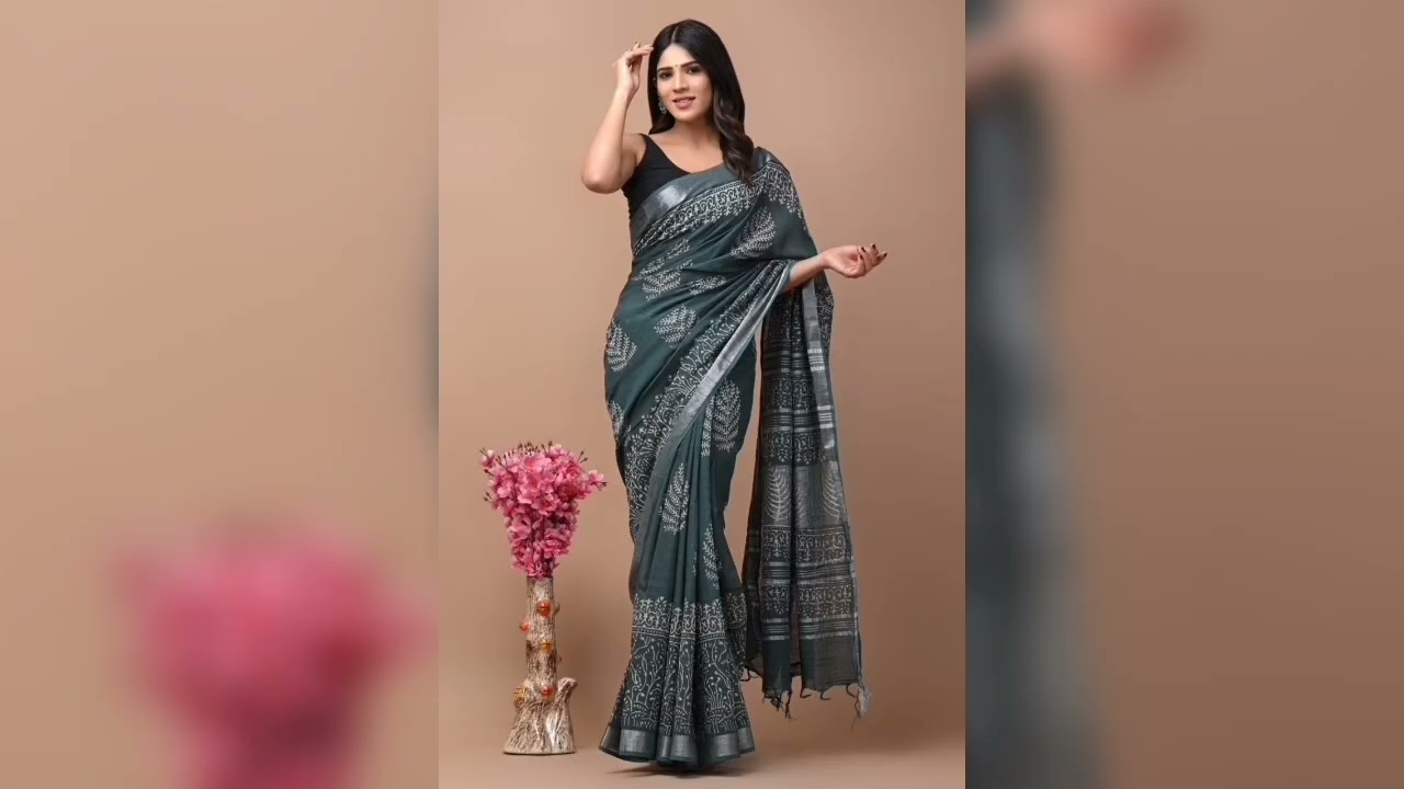 Pure cotton linen saree natural dye new collection By Sunheri fashion 🙏🎉🎉🎉