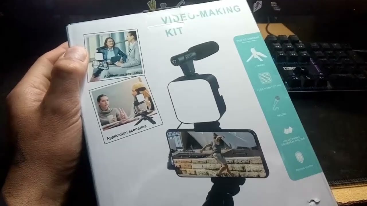 IMPERDIBLE!! Soporte para Celular que mejora tus videos con Micrófono de Condensador y Luz de LED