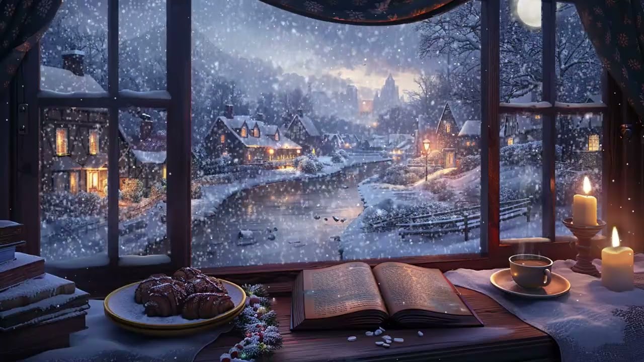 3 Hours Deep Sleep Winter Ambience ❄️ Quiet Room, Calm Fireplace and Healing Snowfall