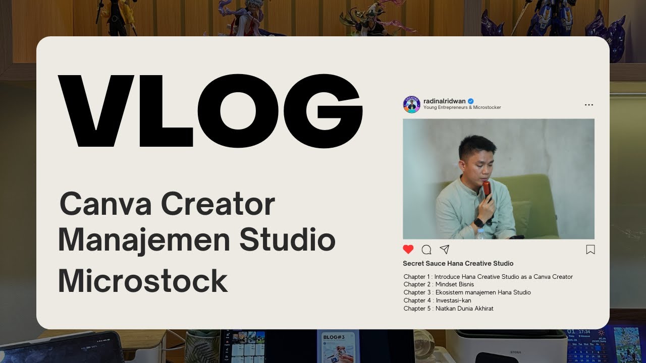 Vlog sharing tentang canva creator, manajemen hana creative studio, dan dunia microstock