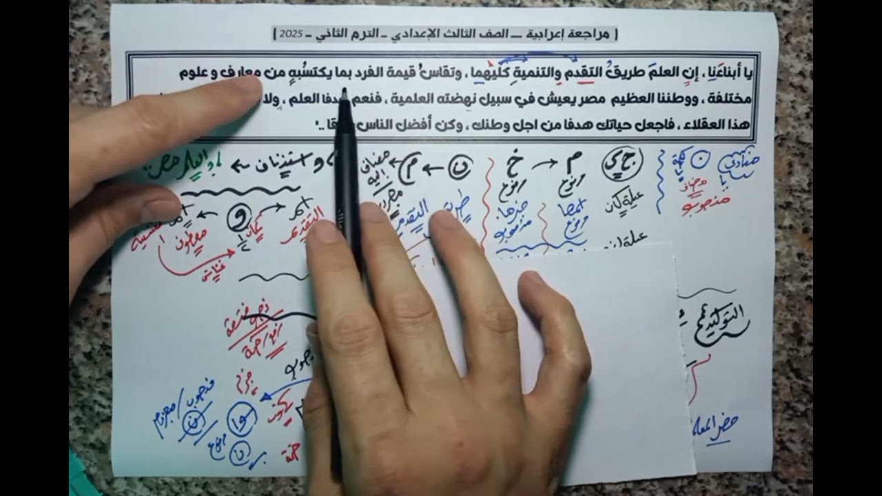 مراجعة إعرابية- الصف الثالث الإعدادي