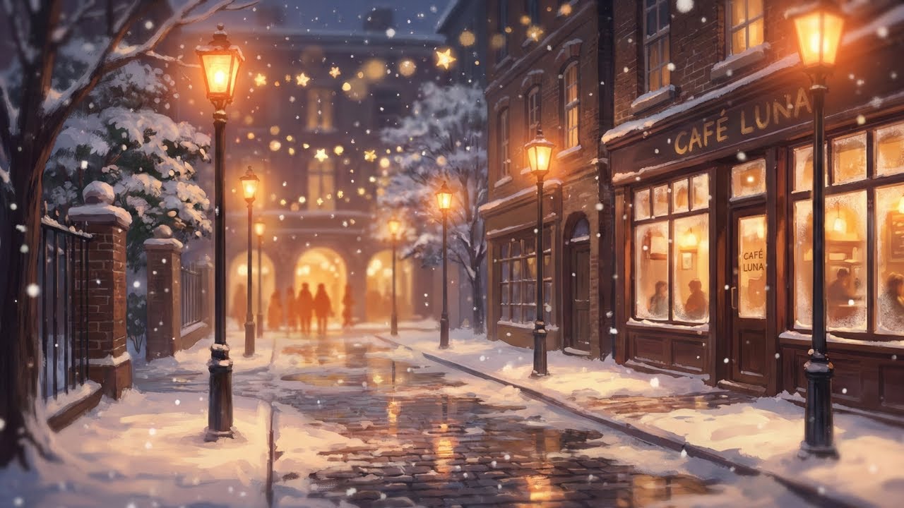 【ピアノBGM】オレンジ灯りの冬の街｜Winter Town Under Orange Lights
