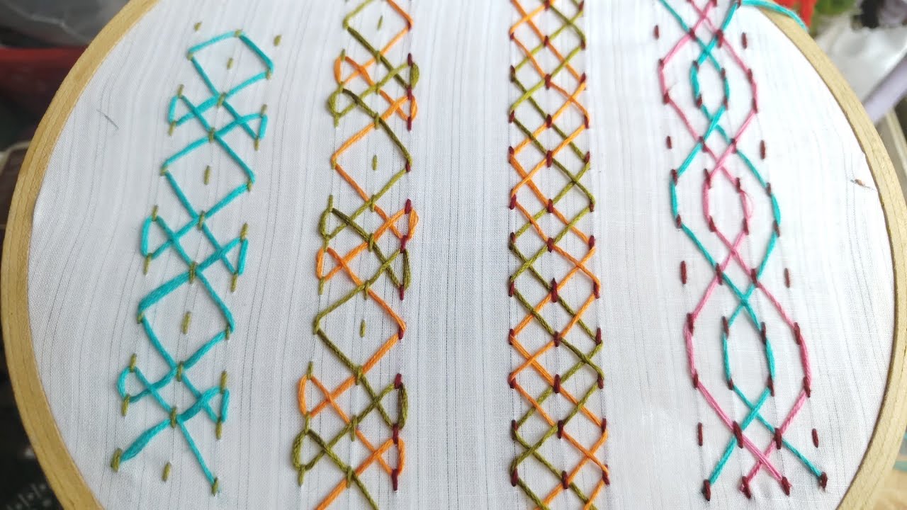 Very easy 5 type katha stitch ।  Traditional hasiya stitch । Katha stitch embroidery tutorial 