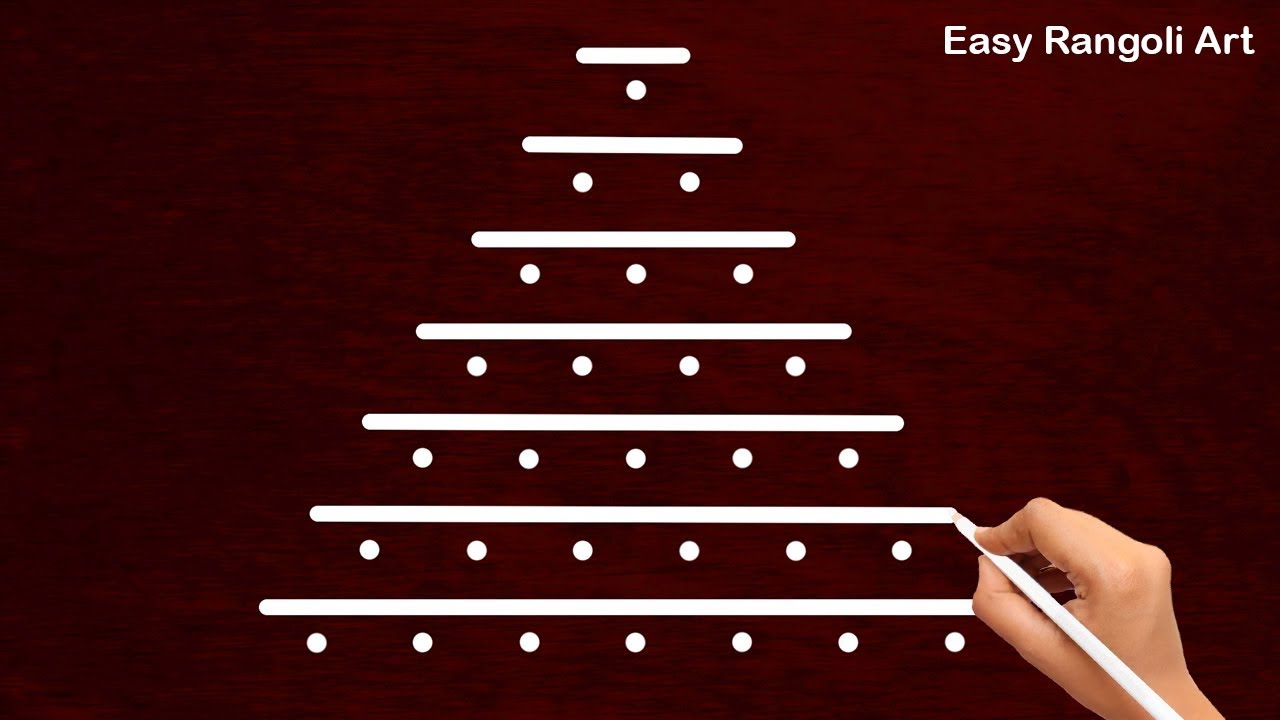 Latest unique rangoli 7X1 dots | easy rangoli designs | daily rangoli designs | easy rangoli art