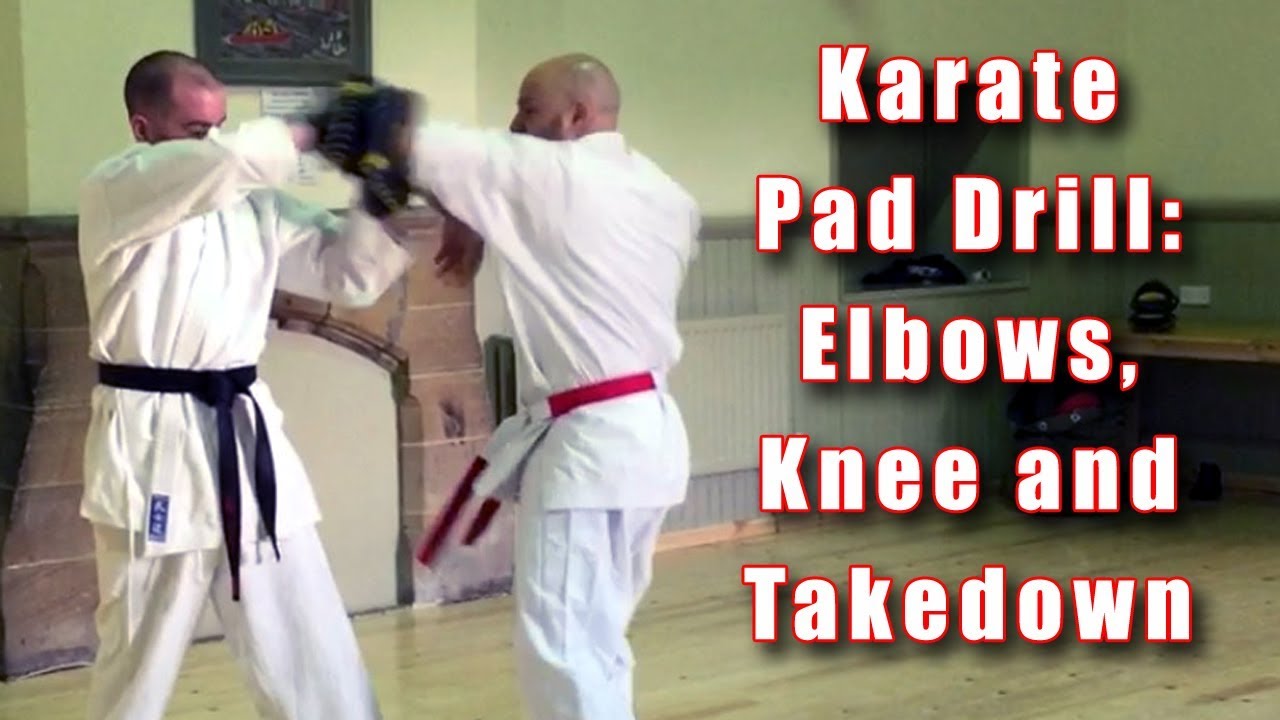 Karate Pad Drill: Elbows, Knee and Takedown