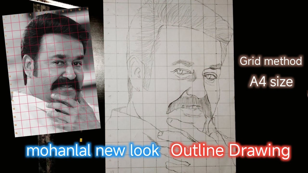 Mohanlal New Look Drawing 🤩 How to draw mohanlal, colour Brahmma real time video 