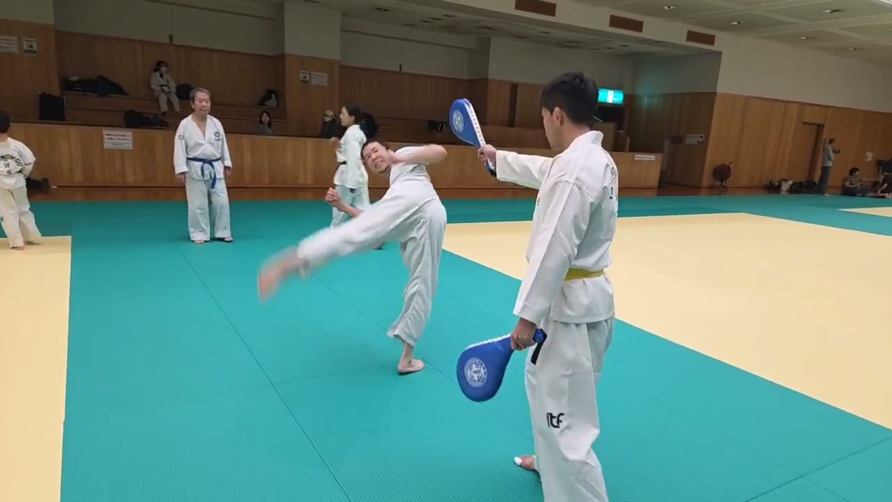 吹田ITFテコンドークラブ練習風景ミット蹴り（2026年1月4日）