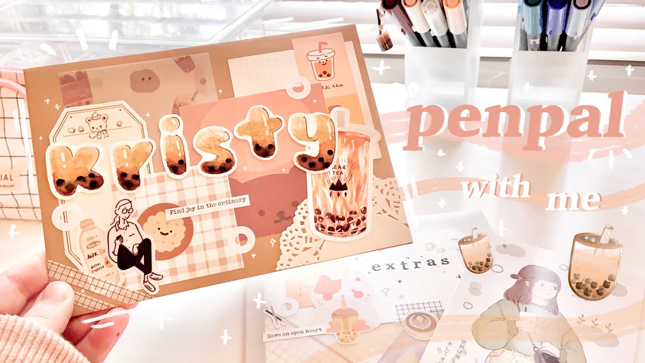 🍵 boba theme penpal with me // bubble tea themed letter + asmr lofi 🧋🌷