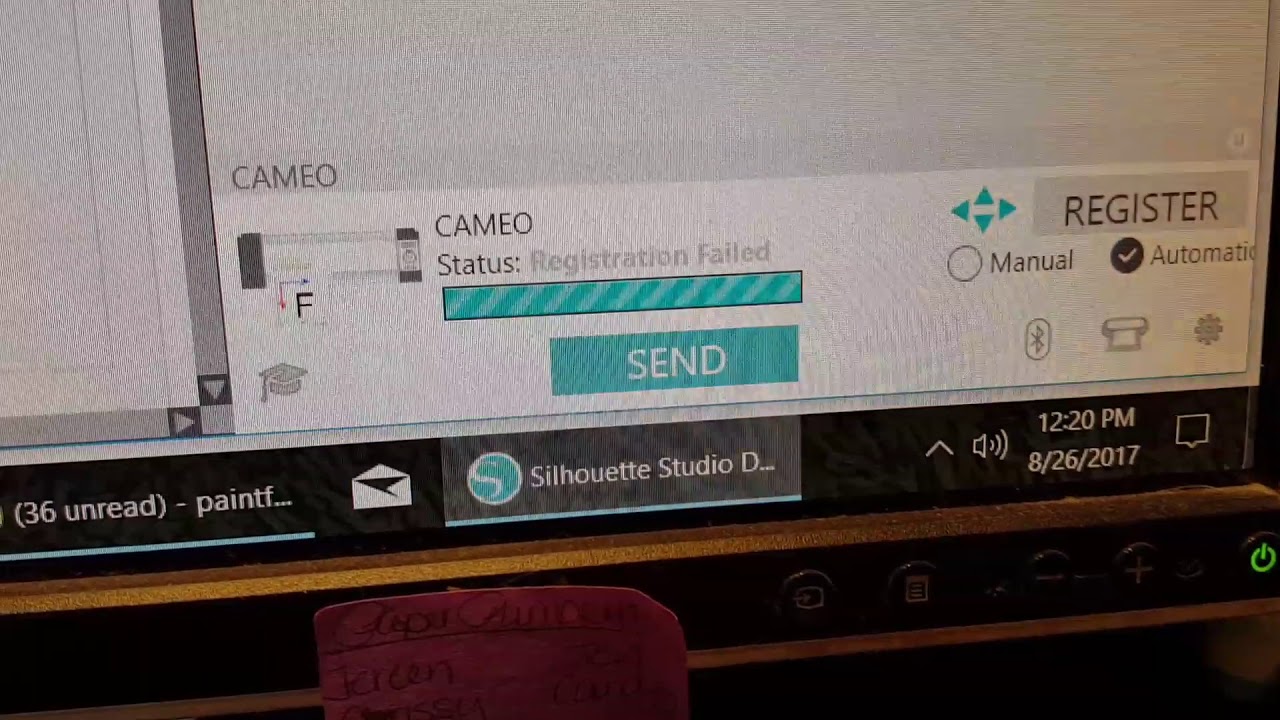 Cameo registration marks error