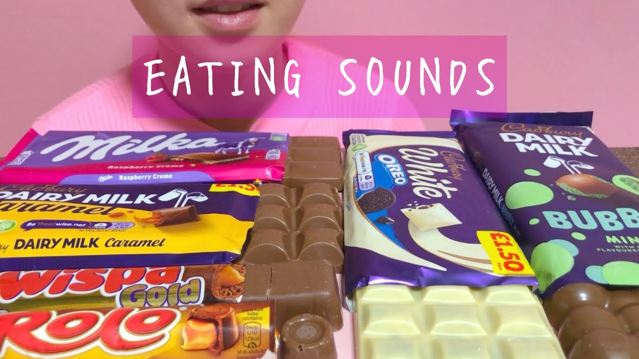 《Eating sounds/咀嚼音》キャドバリーチョコレート(キャラメル,オレオホワイトチョコ,バブリーミント,ウィスパゴールド),ネスレロロ,ミルカラズベリークリーム!