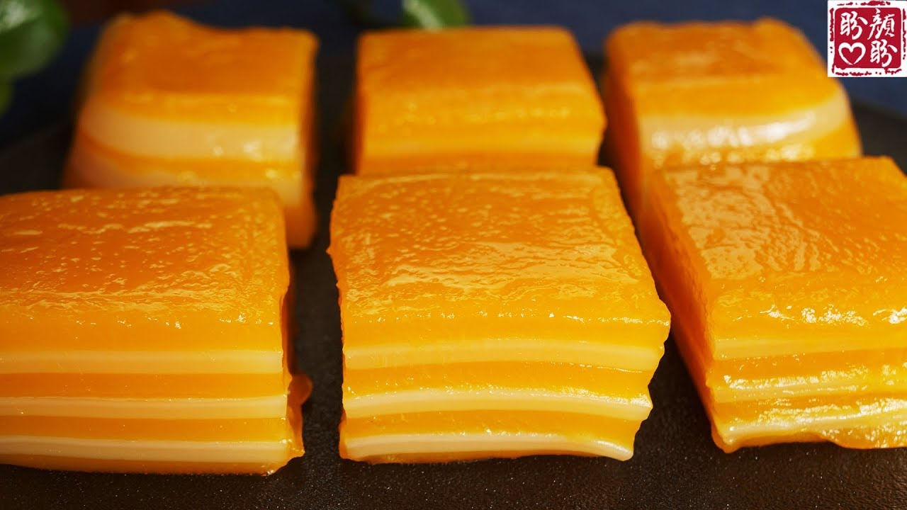 Crystal pumpkin cake。南瓜水晶糕特别好吃的做法，软糯Q弹，香甜可口，做法很简单！
