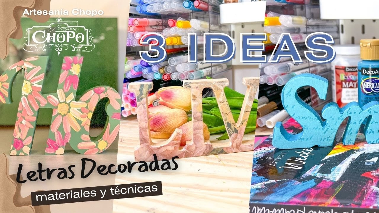 3 Ideas Fáciles para Decorar Letras | DIY con Stencil, Decoupage y Pintura