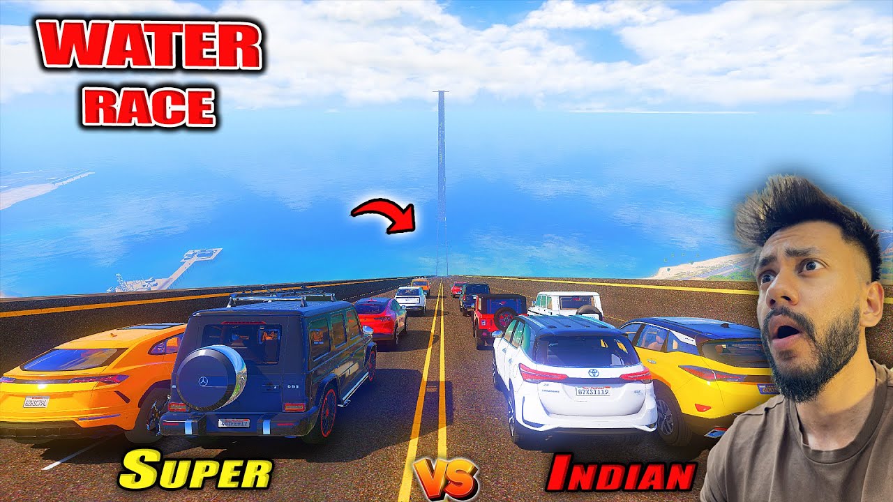GTA 5 INDIAN SUV VS SUPER SUV CARS DEEP WATER DRAG RACE😨😍 CHALLANGE GTA 5