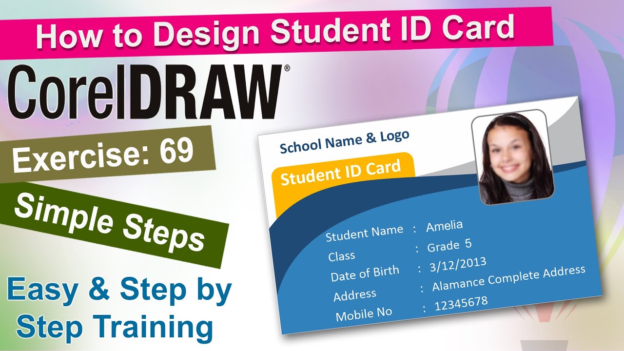 Как создать студенческий билет в Corel Draw: упражнение № 69 | Учебное пособие CorelDraw | YN Tutor
