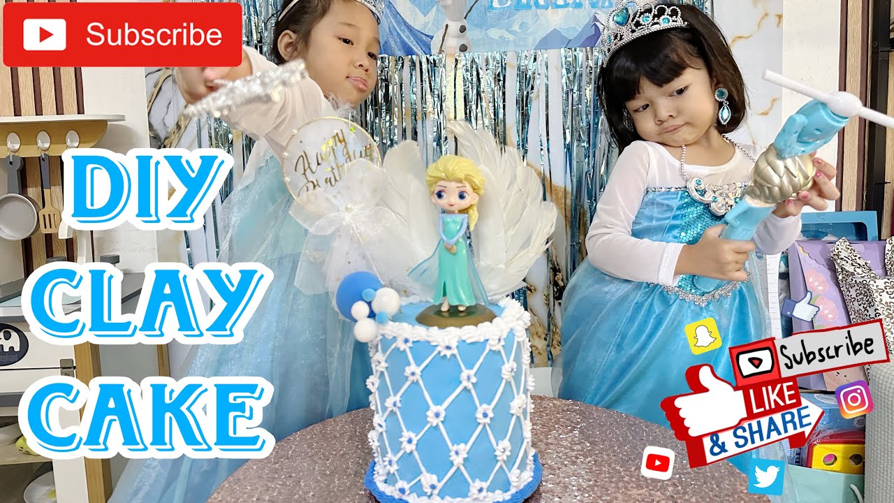 Diy Clay Cake #tutorial  #diy #clay  #claycake #cake #elsa #elsafrozen #kids #fun #family #clayart  