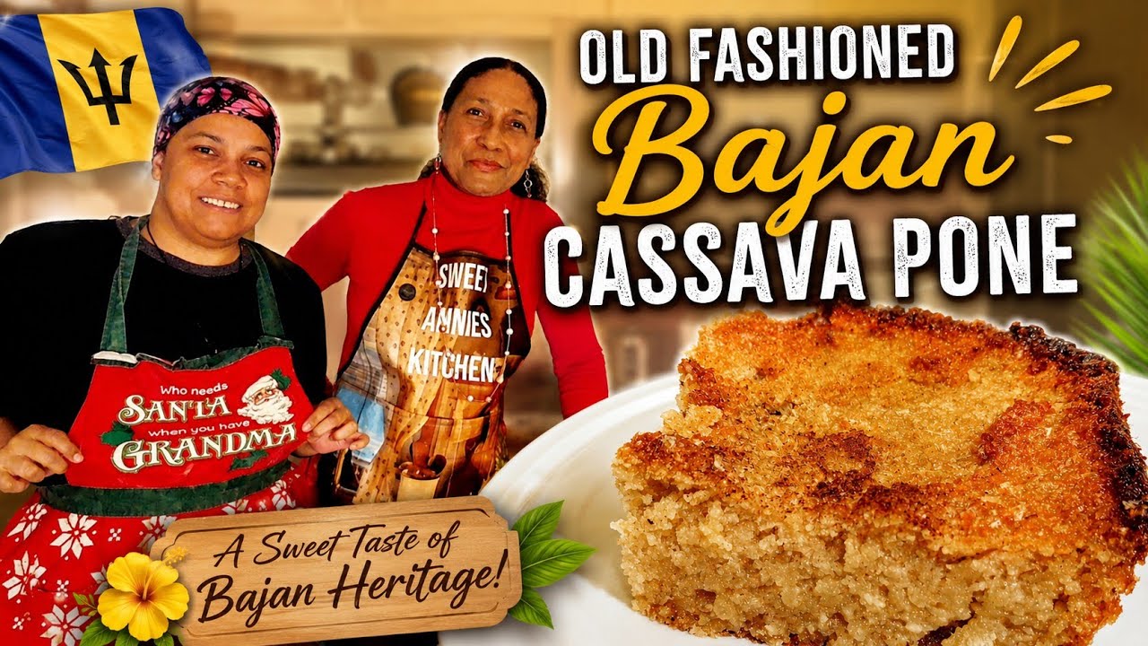 Making Bajan Old fashion Cassava/Yuca pone with my daughter