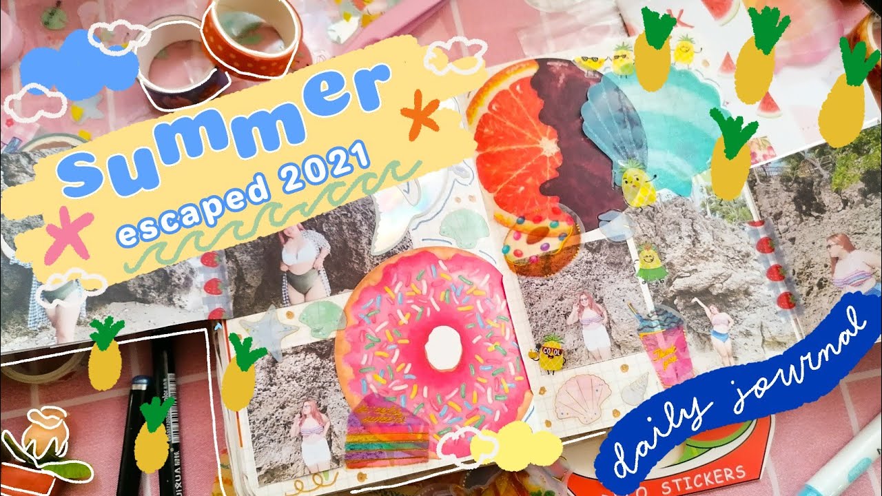 Journal with me! Daily Journal Spread Summer Theme! | nicscraftt_