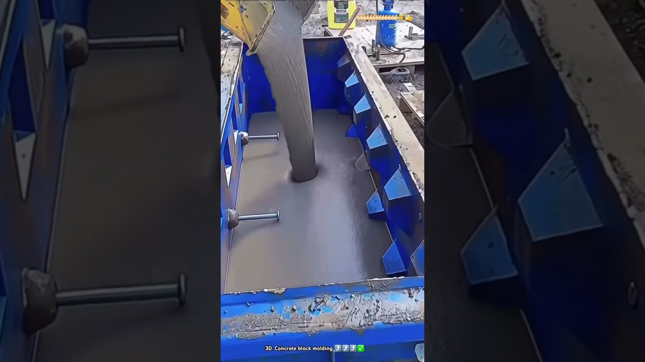 3D.Concrete Block Molding : Pouring process 👷‍♂️