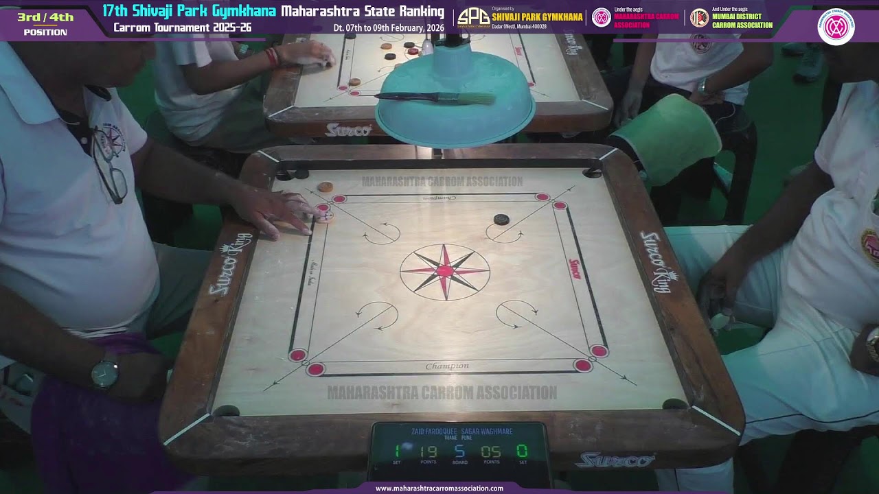 MCA Live Carrom : 3rd/4th - Zaid Farooquee (Thane) vs Sagar Waghmare (Pune) |  17th Shivaji Park